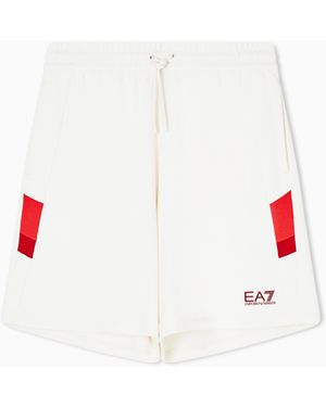 EA7 Summer Block Pure Cotton Shorts - White