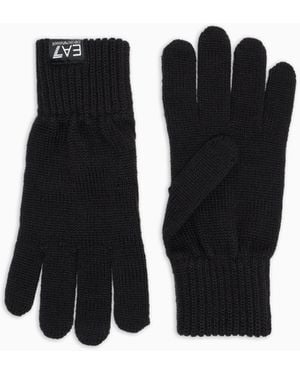 EA7 Wool-Blend Gloves - Black