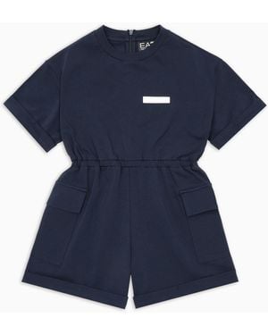 EA7 Costa Smeralda Stretch-Cotton Jersey Short Playsuit - Blue