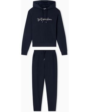 EA7 Stretch Cotton-Blend Tracksuit - Blue