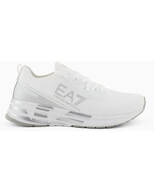 EA7 Mesh Trainer For Running With Cushioned Rubber Sole - White