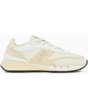 EA7 Otg And Luxe Sneakers Aus Leder, Veloursleder Und Funktionsgewebe - Weiß
