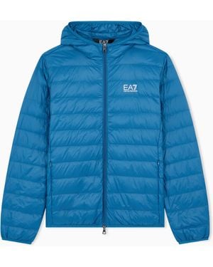 EA7 Insulated Down Jacket With Fixed Hood Core Identity - Blue