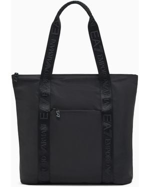 EA7 Technical-Fabric Shopper Bag With Logo Tape - Black