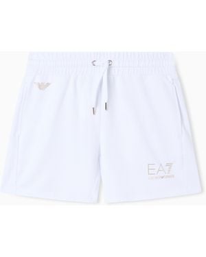 EA7 Evolution Stretch Viscose-Blend Shorts - White