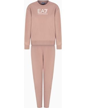 EA7 Stretch-Cotton Tracksuit With Logo - Pink