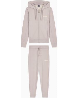 EA7 Viscose Suit With A Zip-Up Hoodie And Micro-Studs Tracksuit - White