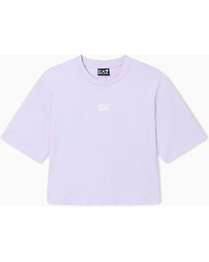 EA7 Cotton Jersey T-Shirt With Logo - Purple