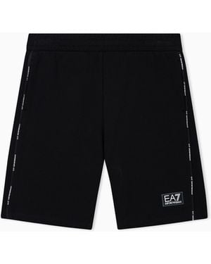 EA7 Logo Series Boy Cotton-Blend Bermuda Shorts - Black