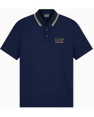 EA7 Poloshirt Premium Label Aus Viskosejersey Im Regular Fit - Blau