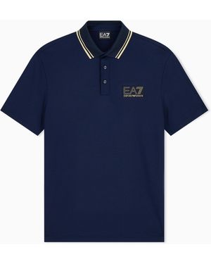 EA7 Polo Shirt Premium Label Regular Fit Viscose Jersey - Blue
