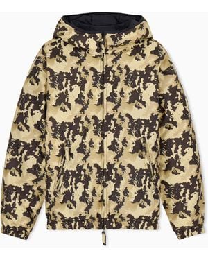 EA7 Bomber Jacket Oversized Fit Padded Hooded With Graphic - Brown