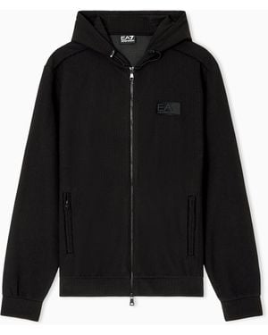 EA7 Lux Identity Stretch Viscose-Blend Hooded Sweatshirt - Black