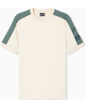 EA7 Logo Series Boy Cotton T-Shirt - Natural