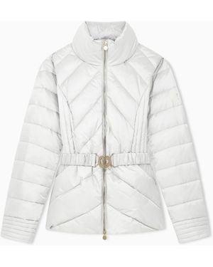 EA7 Bomber Imbottito Con Cappuccio - Bianco