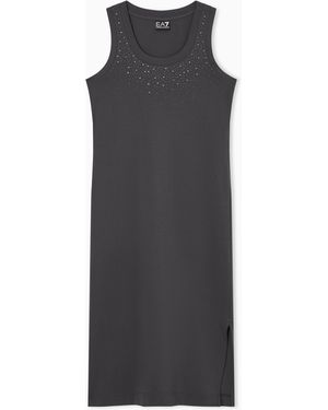 EA7 Precious Stretch Cotton Jersey Dress - Black
