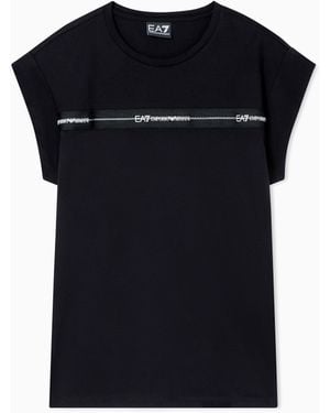 EA7 Logo Series Cotton-Jersey T-Shirt - Black