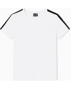 EA7 Logo Series Jersey T-Shirt With Logo Tape Detail - White