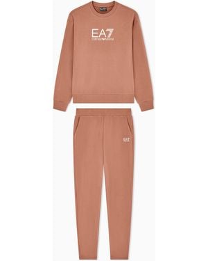 EA7 Stretch Cotton Crewneck Logo Tracksuit - Pink