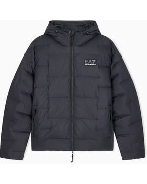 EA7 Bomber Jacket Regular Fit Padded With A Big Logo - Blue