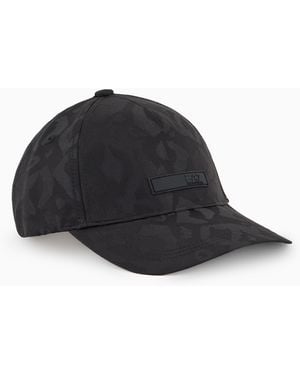 EA7 Logo Series Cotton Baseball Cap - Black