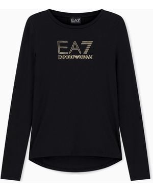EA7 Evolution Stretch Cotton And Modal Long-Sleeved T-Shirt - Black
