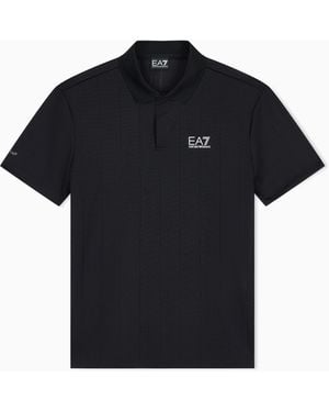 EA7 Poloshirt Golf Pro Aus Grafik-Jacquard Im Regular Fit - Schwarz