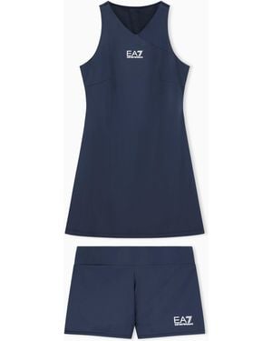 EA7 Ventus Dress With Mesh Back And Matching Shorts Tennis Pro - Blue