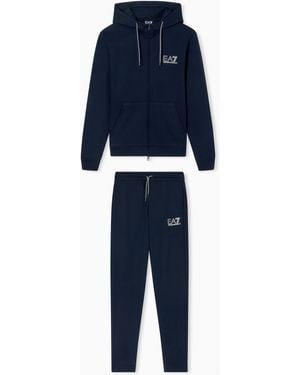 EA7 Pure Cotton Tracksuit With Hood - Blue