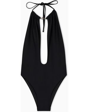 EA7 One-Piece Swimsuit With Wide Neckline - Blue