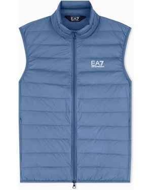 EA7 Packable Gilet With Zip And Down Padding Core Identity - Blue