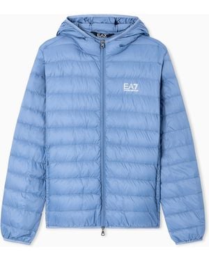 EA7 Insulated Down Jacket With Fixed Hood Core Identity - Blue