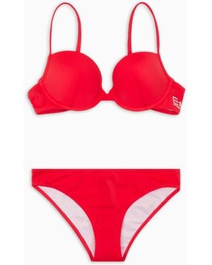 EA7 Bralette-Bikini Push-Up Und Logo Der Linie Water Sports - Rot