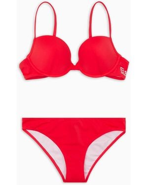 EA7 Push-Up Bralette Bikini With Logo - Red