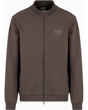 EA7 Lux Identity Cotton-Blend Interlock Sweatshirt - Brown