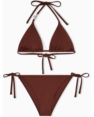 EA7 Triangle Bikini With Metallic Logo - Brown