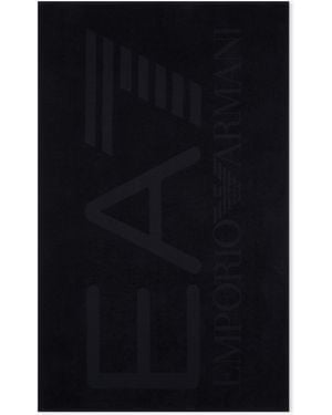 EA7 Strandtuch Aus Baumwolle Mit Logo - Schwarz