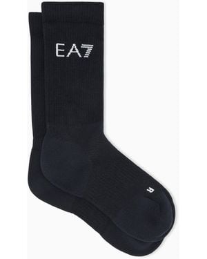 EA7 Gerippte Socken Tennis Pro Aus Einer Baumwollmischung - Schwarz