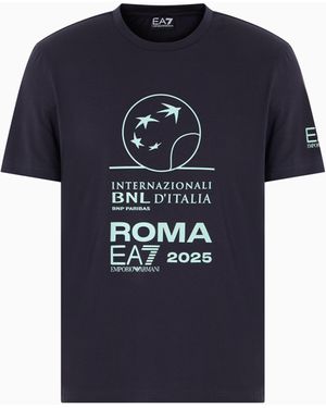 EA7 Internazionali Bnl D'Italia T-Shirt Girocollo Con Maxi Stampa - Blu