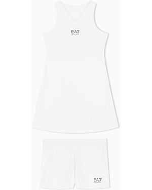 EA7 Ventus Dress Sleeveless With Mesh And Shorts Tennis Pro - White