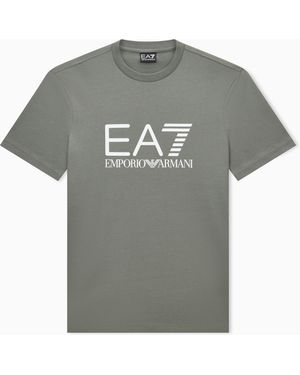 EA7 Slim Fit T-Shirt Core Identity Aus Baumwolljersey Mit Logo - Grau