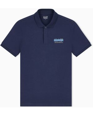 EA7 Poloshirt Visibility Schmal Geschnitten Aus Baumwolljersey - Blau