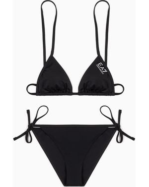 EA7 Bikini Triangolo Con Laccetti E Logo Water Sports - Nero
