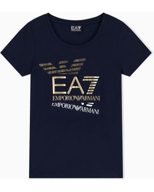 EA7 T-Shirt "Logo Series" Slim Fit Short Sleeve Cotton Jersey - Blue