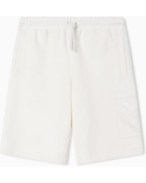 EA7 Logo Series Cotton Shorts - White