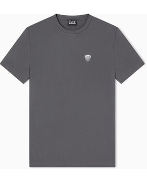 EA7 Premium Shield T-Shirt Mit Rundhalsausschnitt Aus Einer Elastischen Viskose-Mischung - Grau