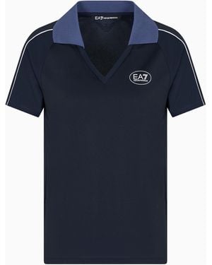 EA7 Golf Pro Poloshirt Mit V-Ausschnitt Aus Ventus7-Funktionsgewebe - Blau