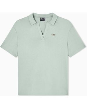 EA7 Core Lady Modal-Blend Polo Shirt - Blue