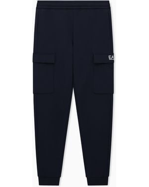 EA7 Core Identity Cotton-Blend Cargo Trousers - Blue