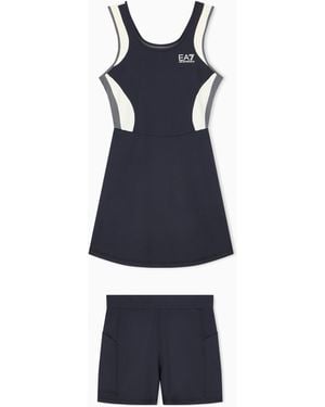 EA7 Kleid Tennis Pro Aus Jersey Mit Schmaler Passform - Blau